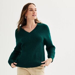 Sonoma Goods Sweater Size L Green Dolman Sleeve V-Neck Women's NWT
